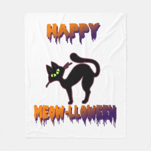 Schwarze Katze Halloween Kürbis Halloween Fleecedecke