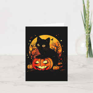 Schwarze Katze Halloween-Kürbis Karte