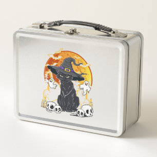 Schwarze Katze Halloween Metall Brotdose