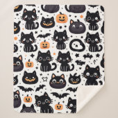 Schwarze Katze halloween Muster Sherpa Decke Sherpadecke (Vorderseite)