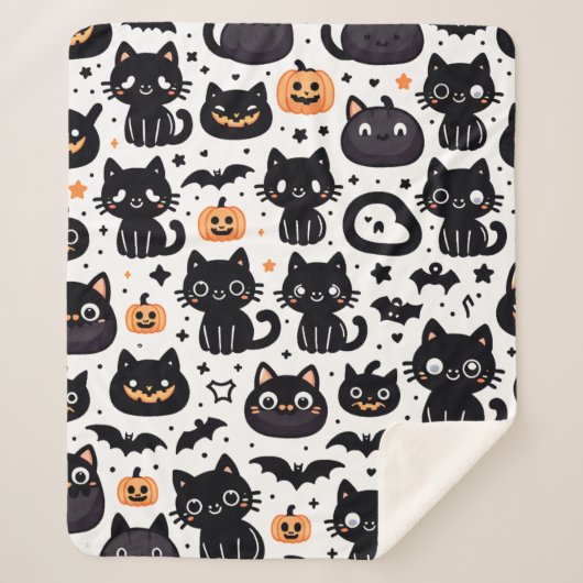 Schwarze Katze halloween Muster Sherpa Decke Sherpadecke (Vorderseite)