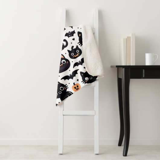 Schwarze Katze halloween Muster Sherpa Decke Sherpadecke (Beispiel)