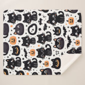 Schwarze Katze halloween Muster Sherpa Decke Sherpadecke (Vorderseite (Horizontal))