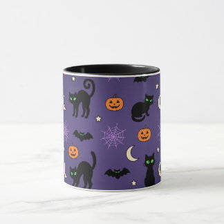 Schwarze Katze Halloween-Muster-Tasse - Cute & Gru Tasse