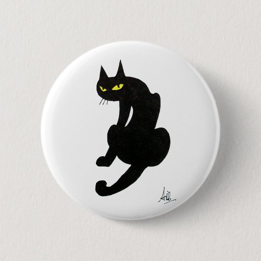 SCHWARZE KATZE HALLOWEEN-PARTY BUTTON (Vorderseite)