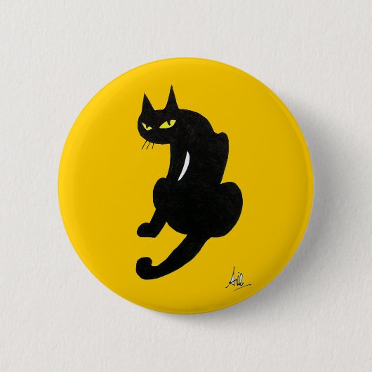 SCHWARZE KATZE HALLOWEEN-PARTY BUTTON (Vorderseite)