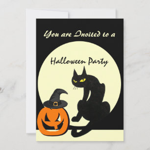 SCHWARZE KATZE HALLOWEEN-PARTY EINLADUNG