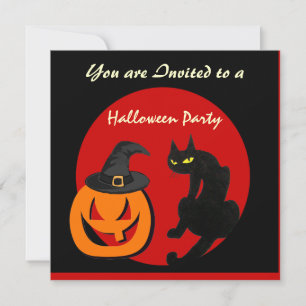 SCHWARZE KATZE HALLOWEEN-PARTY EINLADUNG