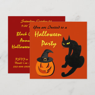 SCHWARZE KATZE HALLOWEEN-PARTY EINLADUNG