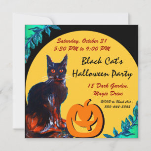 SCHWARZE KATZE HALLOWEEN-PARTY EINLADUNG