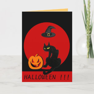 SCHWARZE KATZE HALLOWEEN-PARTY KARTE