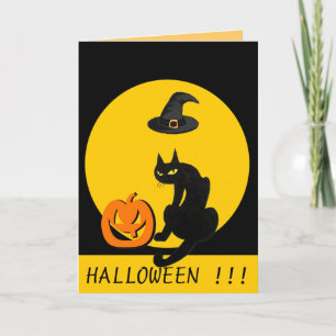 SCHWARZE KATZE HALLOWEEN-PARTY KARTE