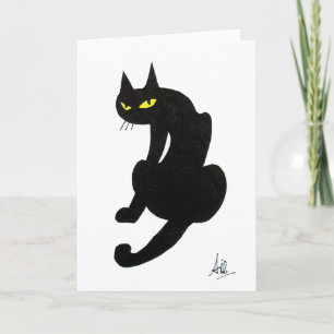 SCHWARZE KATZE HALLOWEEN-PARTY KARTE