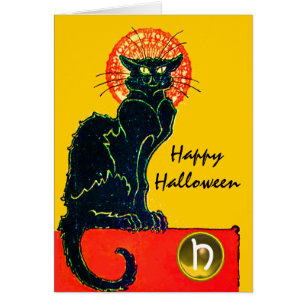SCHWARZE KATZE HALLOWEEN-PARTY-MONOGRAMM