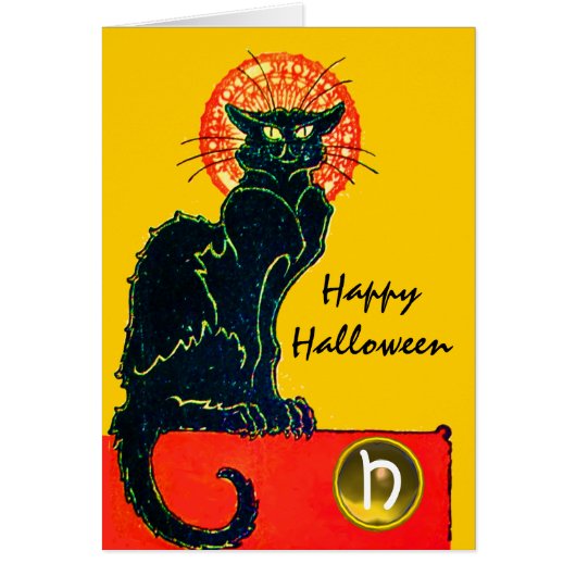 SCHWARZE KATZE HALLOWEEN-PARTY-MONOGRAMM (Vorne)