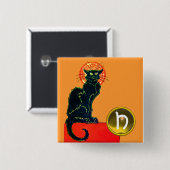 SCHWARZE KATZE HALLOWEEN-PARTY-MONOGRAMM BUTTON (Vorne & Hinten)