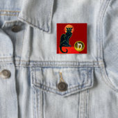 SCHWARZE KATZE HALLOWEEN-PARTY-MONOGRAMM BUTTON (Beispiel)