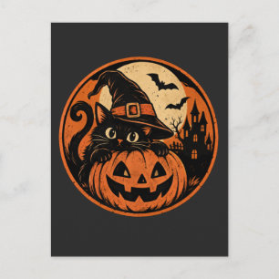Schwarze Katze Halloween Postkarte