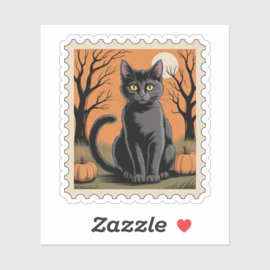 Schwarze Katze Halloween-Poststempel Aufkleber (Blatt)