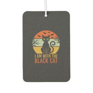 Schwarze Katze Halloween Retro-Sonnenuntergangs-De Autolufterfrischer