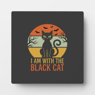 Schwarze Katze Halloween Retro-Sonnenuntergangs-De Fotoplatte