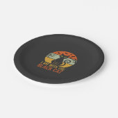 Schwarze Katze Halloween Retro-Sonnenuntergangs-De Pappteller (Schrägansicht)
