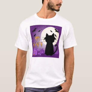 Schwarze Katze Halloween T-Shirt