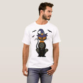 Schwarze Katze Halloween T-Shirt (Vorne ganz)