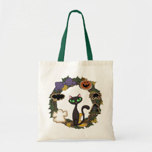 Schwarze Katze Halloween Tragetasche