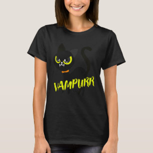 Schwarze Katze Halloween Vampurr I Lustige Vampir- T-Shirt