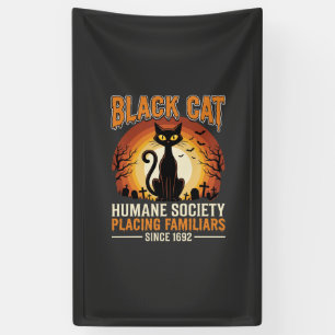 Schwarze Katze Halloween Vertrauter Vintage-Friedh Banner