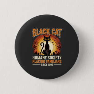 Schwarze Katze Halloween Vertrauter Vintage-Friedh Button