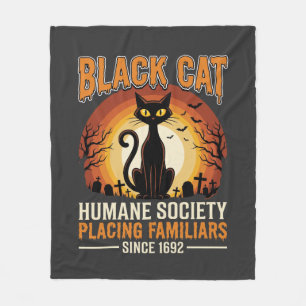 Schwarze Katze Halloween Vertrauter Vintage-Friedh Fleecedecke