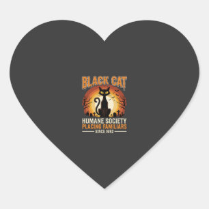 Schwarze Katze Halloween Vertrauter Vintage-Friedh Herz-Aufkleber