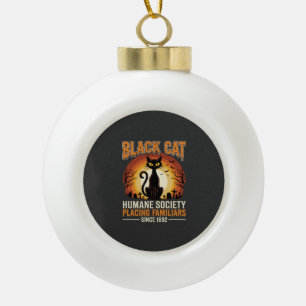 Schwarze Katze Halloween Vertrauter Vintage-Friedh Keramik Kugel-Ornament