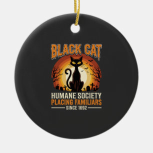 Schwarze Katze Halloween Vertrauter Vintage-Friedh Keramik Ornament