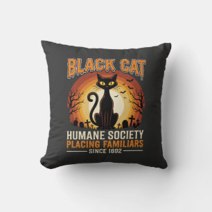 Schwarze Katze Halloween Vertrauter Vintage-Friedh Kissen