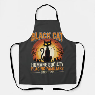 Schwarze Katze Halloween Vertrauter Vintage-Friedh Schürze