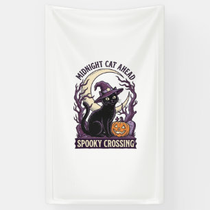 Schwarze Katze Halloween Vintage Gravur Kürbis Kat Banner