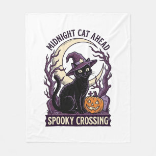 Schwarze Katze Halloween Vintage Gravur Kürbis Kat Fleecedecke