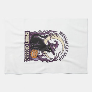 Schwarze Katze Halloween Vintage Gravur Kürbis Kat Geschirrtuch
