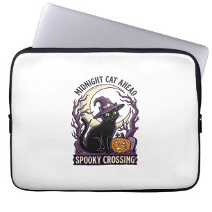 Schwarze Katze Halloween Vintage Gravur Kürbis Kat Laptopschutzhülle