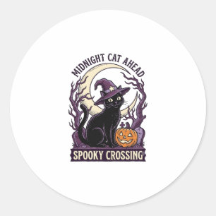 Schwarze Katze Halloween Vintage Gravur Kürbis Kat Runder Aufkleber