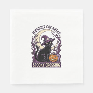 Schwarze Katze Halloween Vintage Gravur Kürbis Kat Serviette