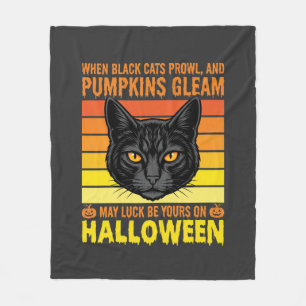 Schwarze Katze Halloween Vintage-Kürbis-Grafik Fleecedecke