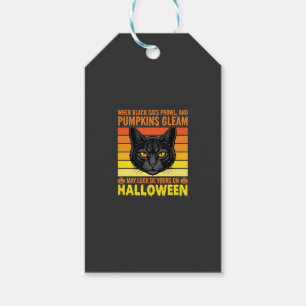 Schwarze Katze Halloween Vintage-Kürbis-Grafik Geschenkanhänger
