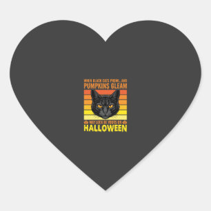 Schwarze Katze Halloween Vintage-Kürbis-Grafik Herz-Aufkleber
