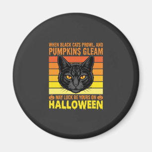 Schwarze Katze Halloween Vintage-Kürbis-Grafik Magnet