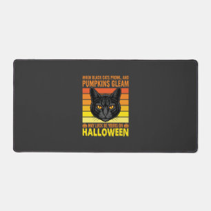 Schwarze Katze Halloween Vintage-Kürbis-Grafik Schreibtischunterlage