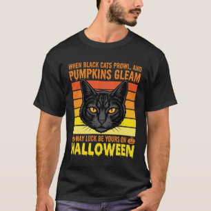 Schwarze Katze Halloween Vintage-Kürbis-Grafik T-Shirt